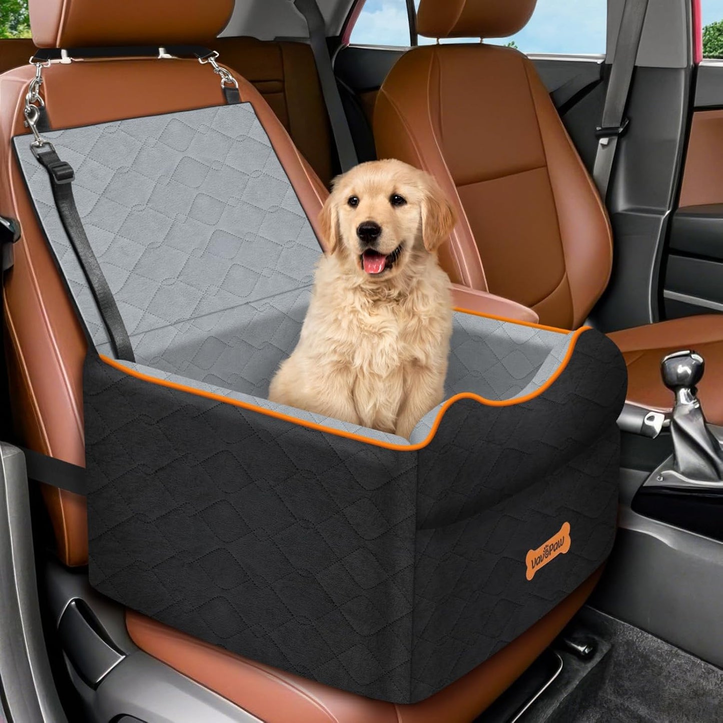 Small Dog Car Seat with Thick Cushion & Safety Leash for Travel