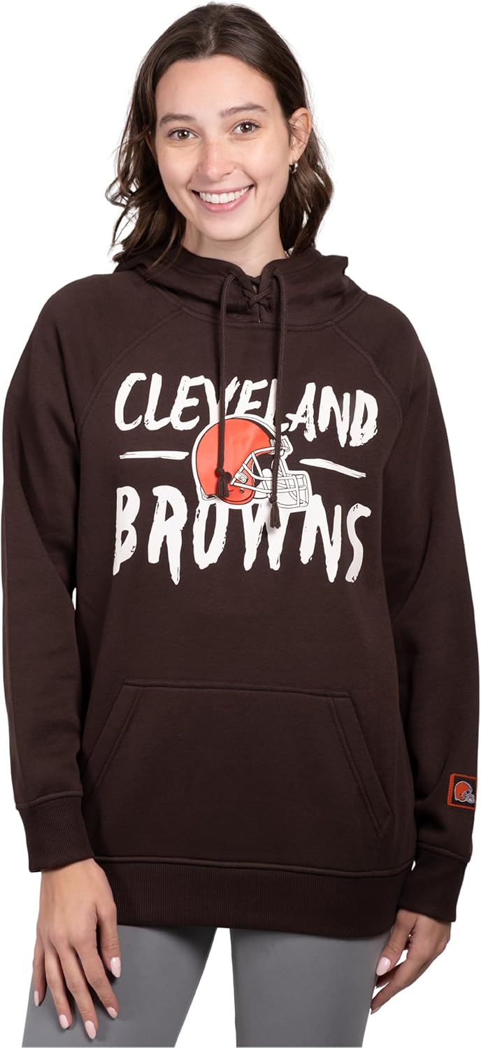 Ultra Game Women's NFL Super Soft Tie Neck Hoodie Sweatshirt