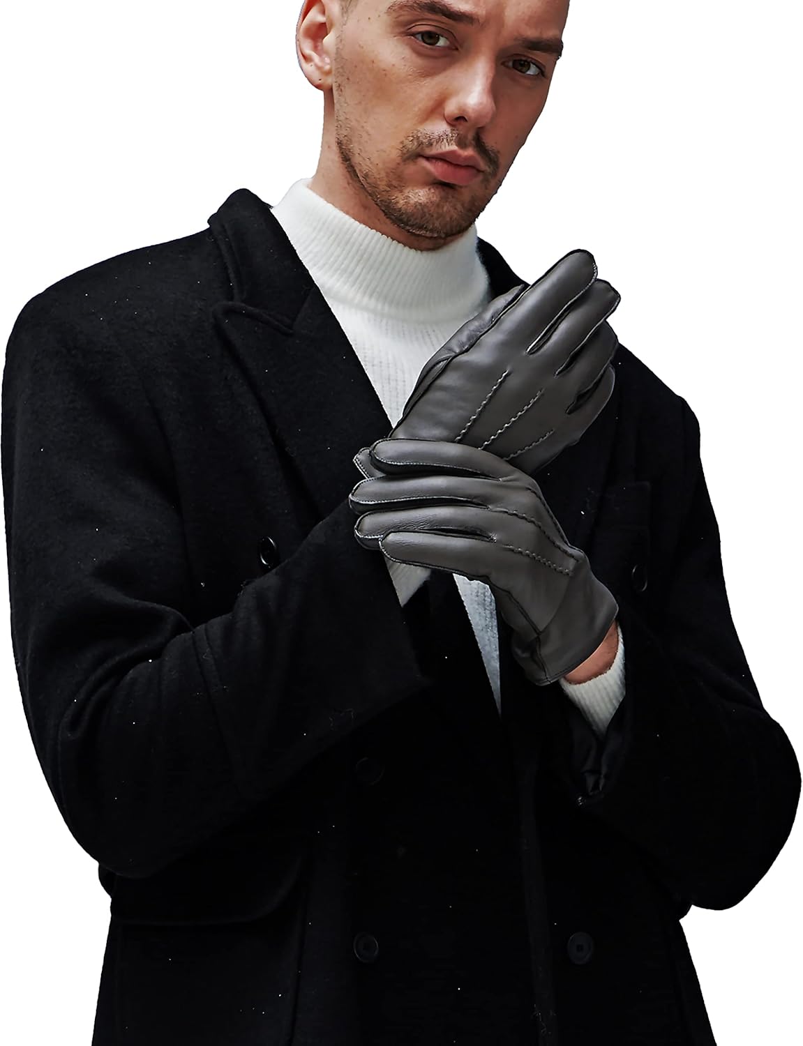 YISEVEN Men's Touchscreen Leather Gloves