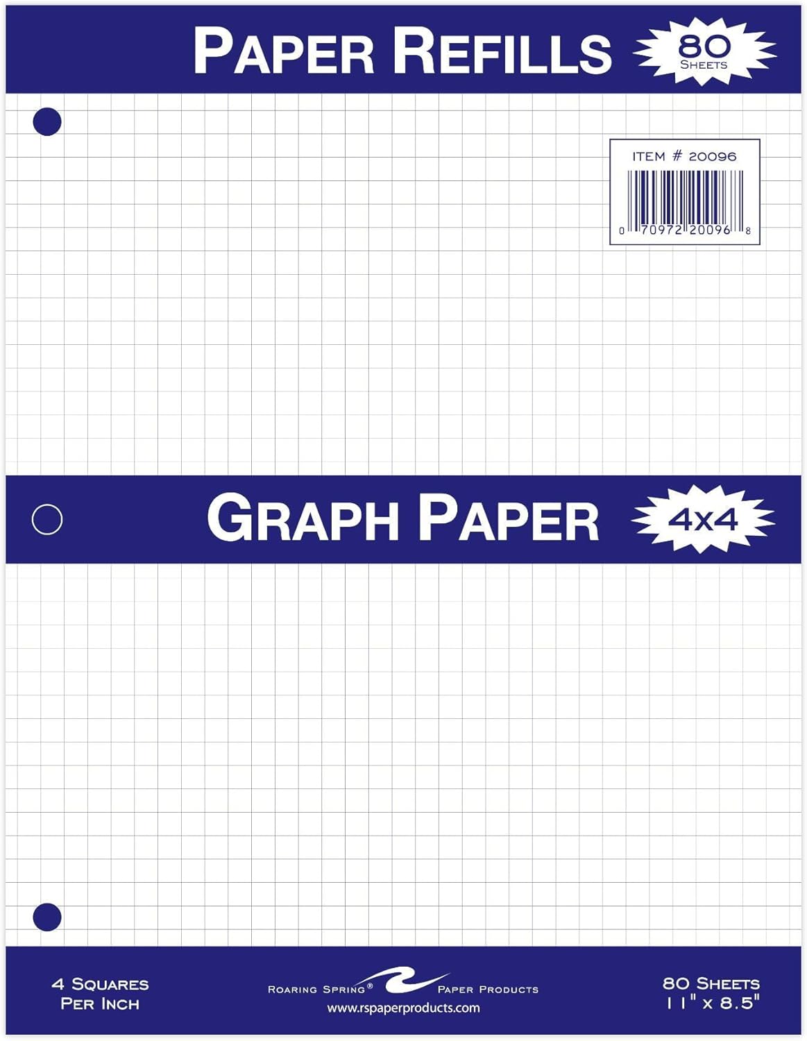 Roaring Spring Graph Paper: 80 Sheets, 8x11, 4x4 Graph Ruled - Perfect for Organized Note-Taking!