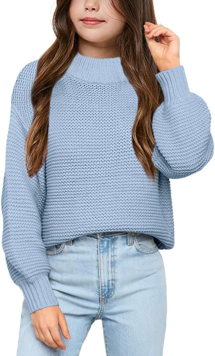 Imily Bela Girls Mock Neck Pullover Sweater for Casual Wear