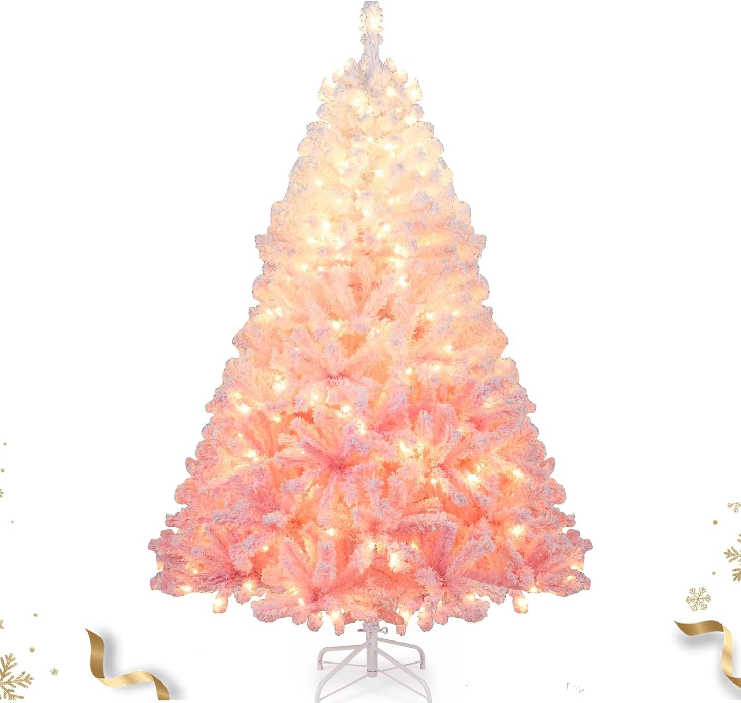 6 FT Pre-lit Flocked Christmas Tree with 250 LED Lights