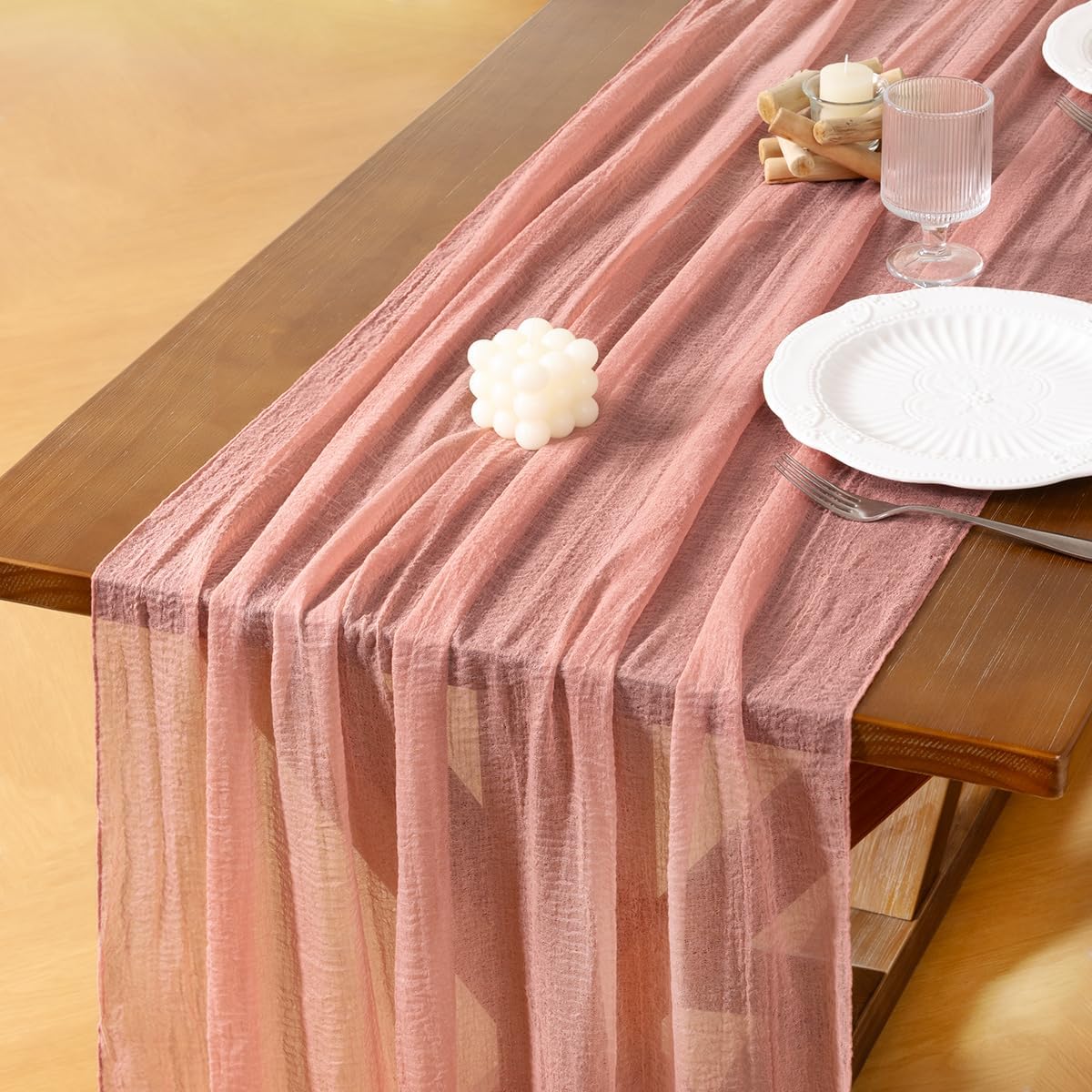 Socomi 6pcs Cheesecloth Table Runner for Rustic Decor