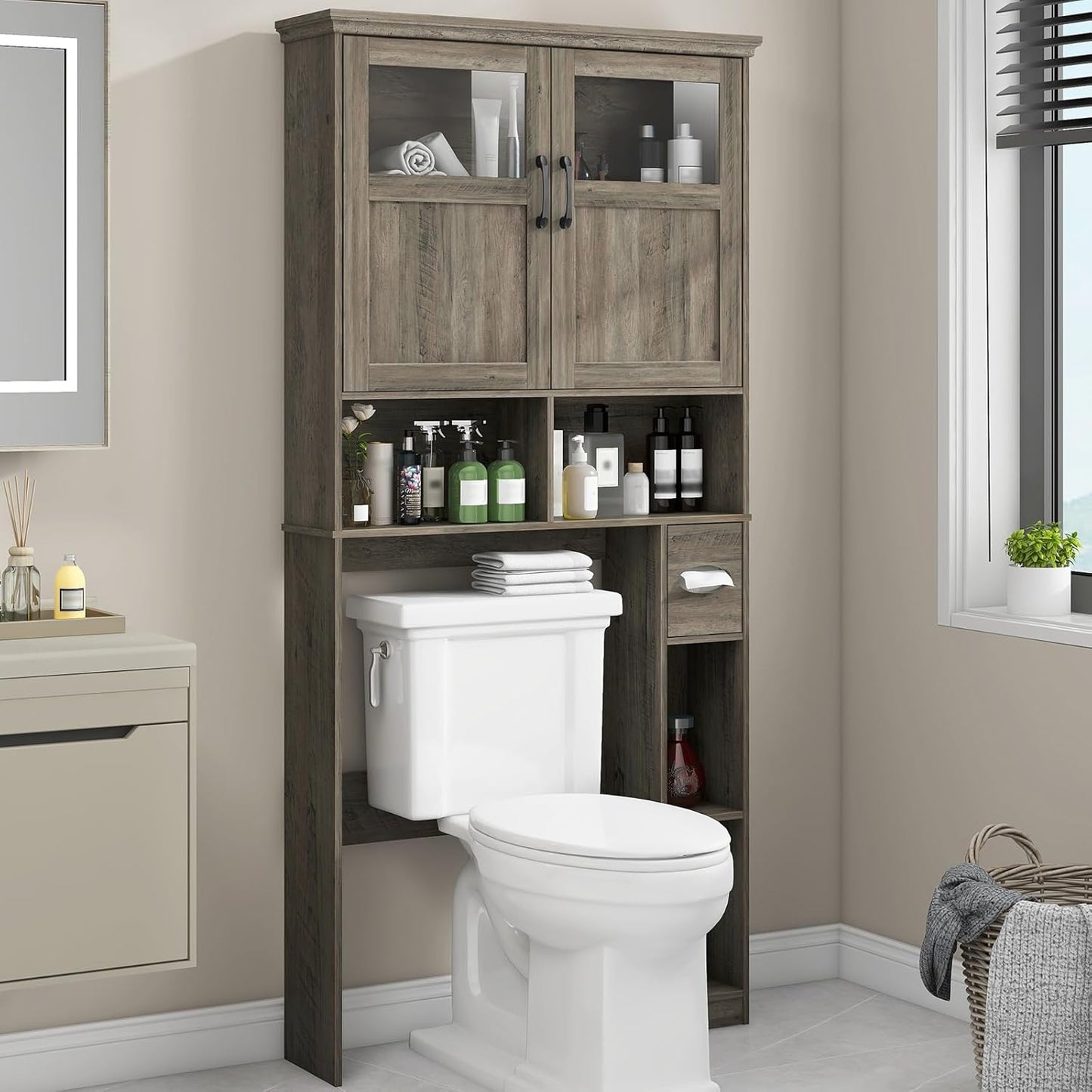 Vabches Over-The-Toilet Storage Cabinet with Adjustable Shelf
