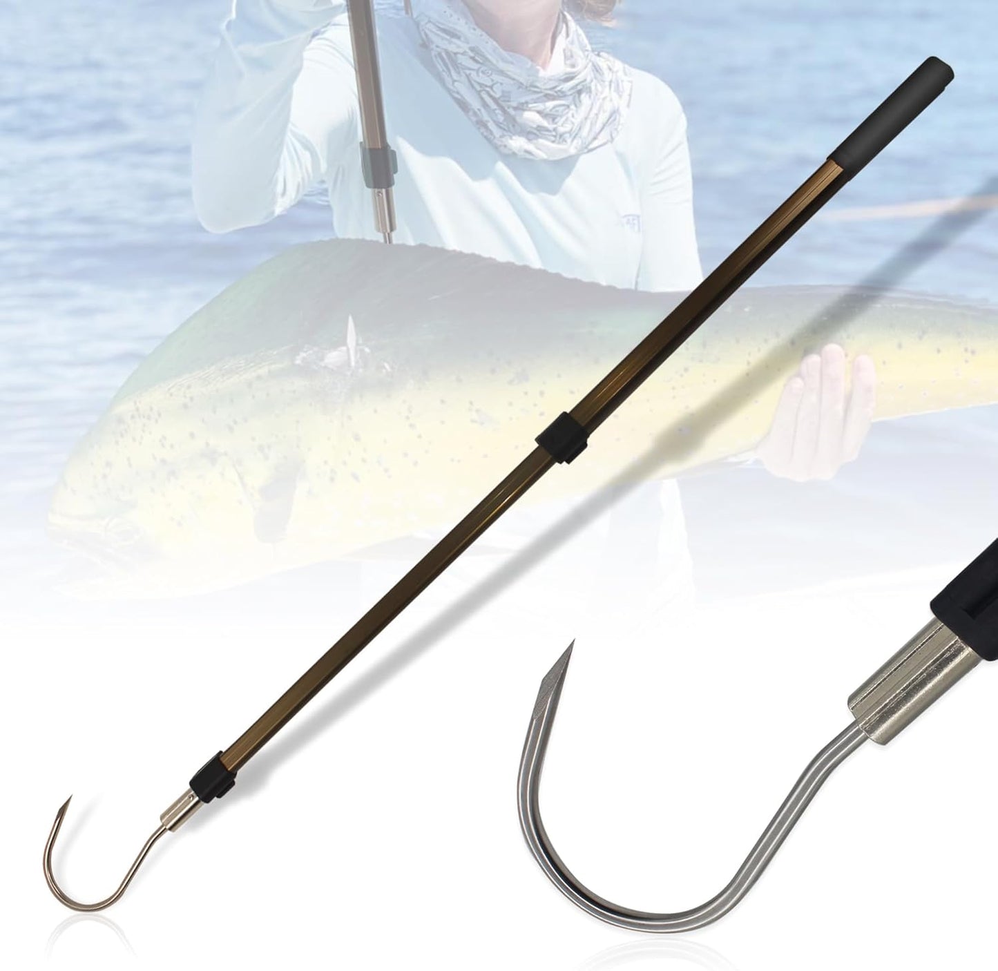 Telescopic Fish Gaff for Sea and Ice Fishing with Barbed Hook