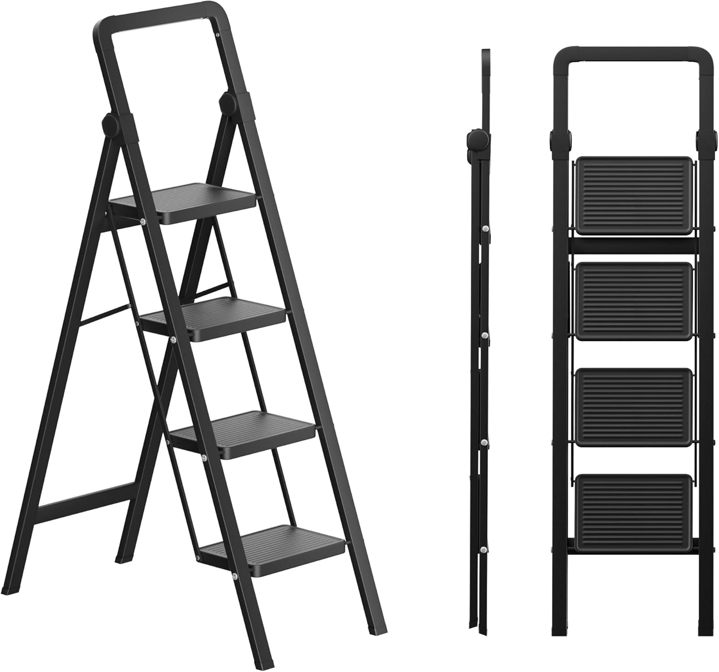 Step Ladder 4 Step Folding Stool with Anti-Slip Pedal Design