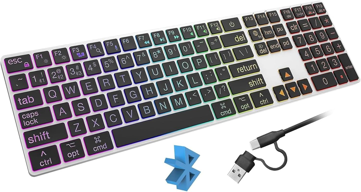 Large Print Backlit Keyboard for Mac - Slim & Quiet Typing
