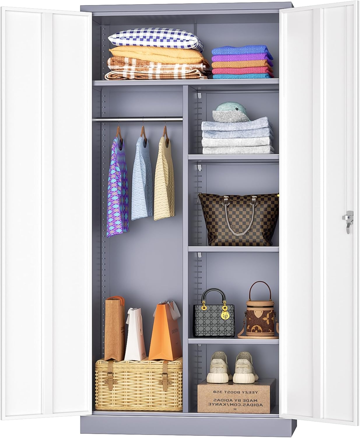 INTERGREAT Metal Wardrobe Closet for Ample Storage and Style