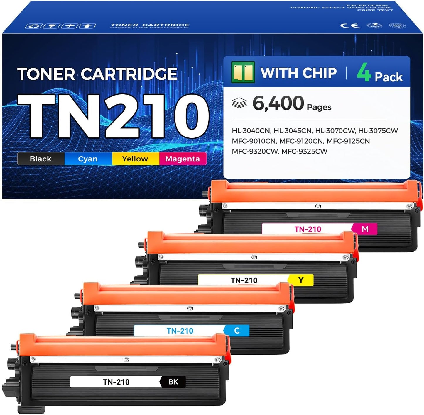 TN210 Toner Cartridge Set 4-Pack for Brother Printers
