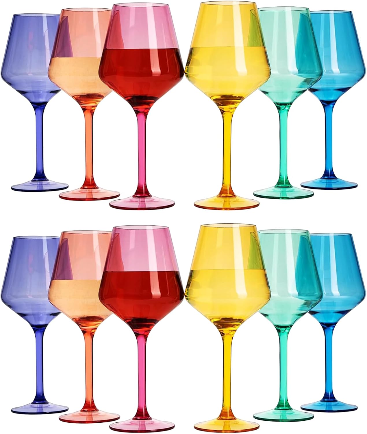 European Style Unbreakable Stemmed Wine Glasses Set of 12