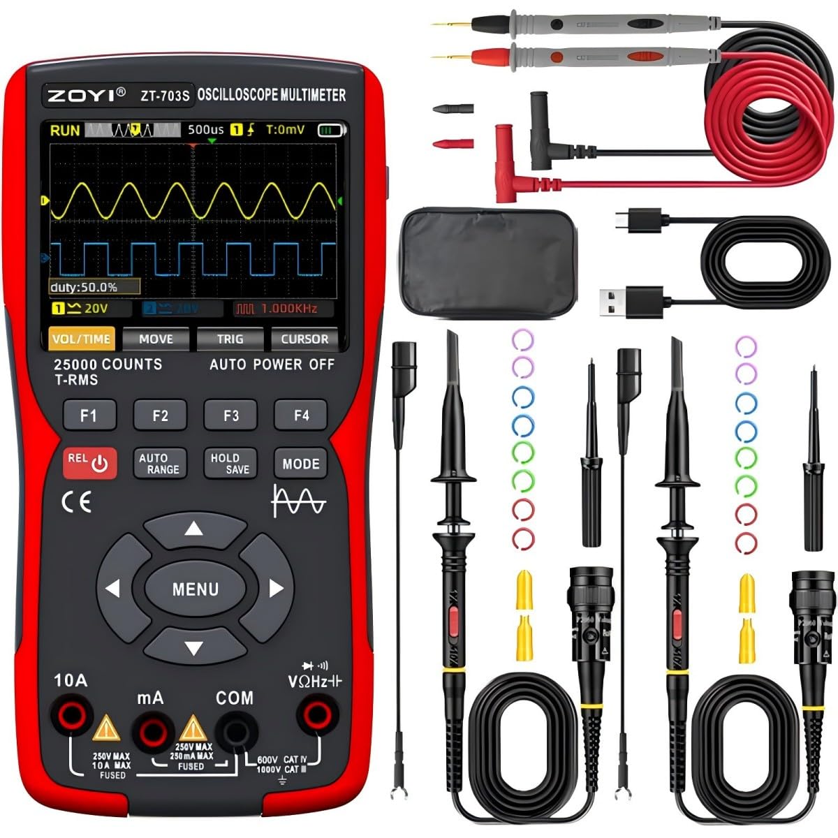 3 in 1 Handheld Oscilloscope with Multimeter and Signal Generator