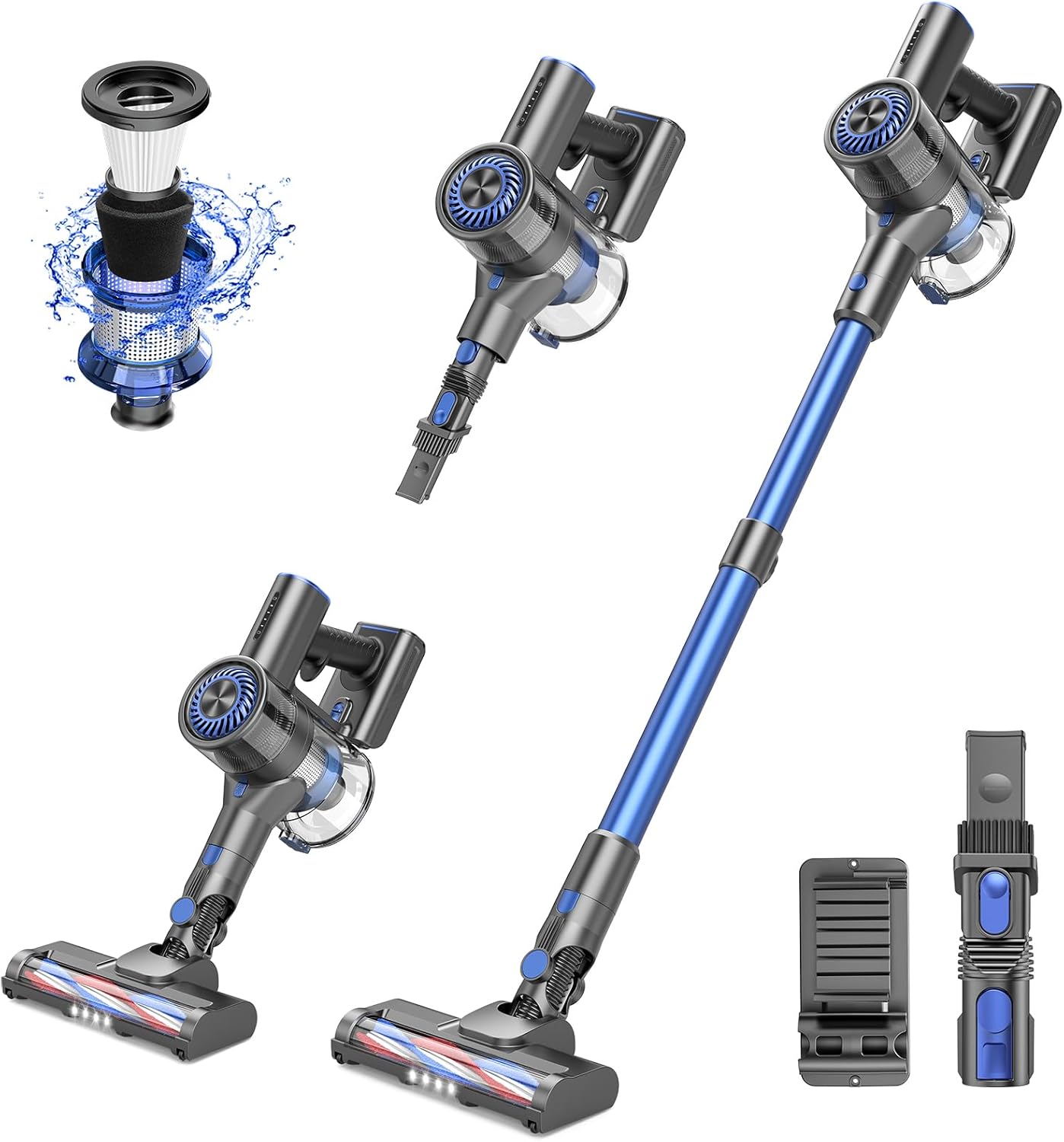 Cordless Vacuum Cleaners with 40 Mins Runtime and LED Lights