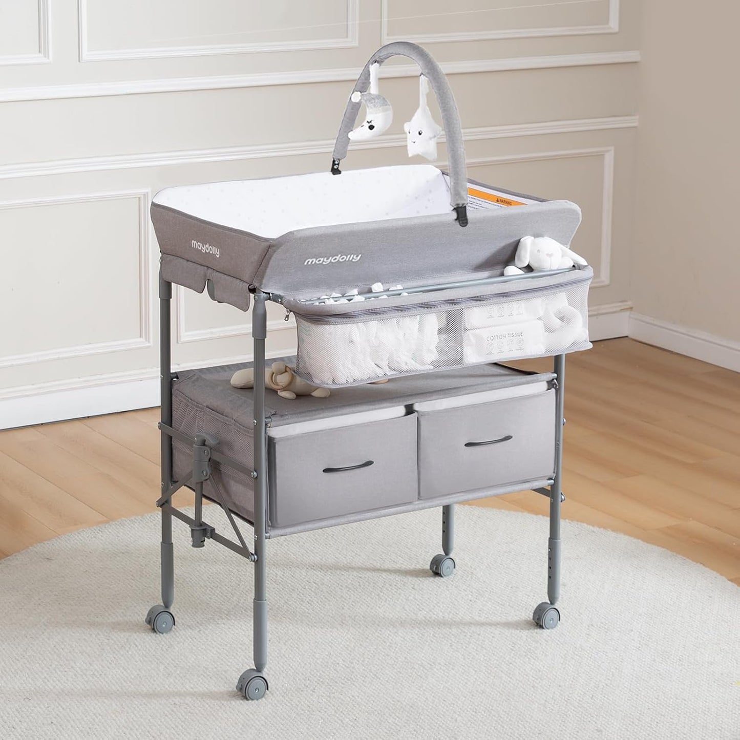 Maydolly Portable Folding Baby Changing Table with Wheels