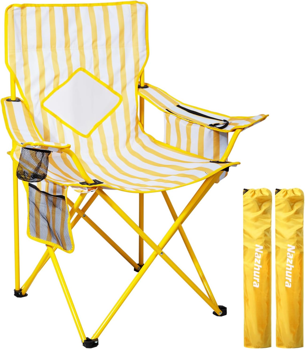 Nazhura 2 Pack Folding Camping Chair with Cooler Pouch and More