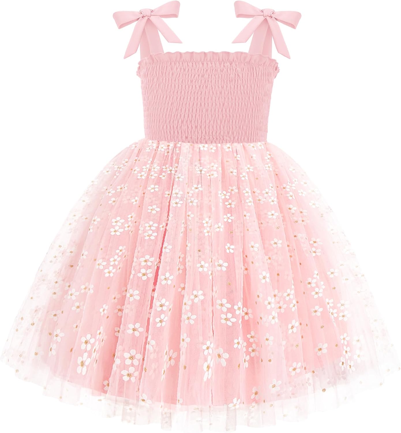 Toddler Girl Tutu Dress with Bow-Tie Straps for Summer Fun