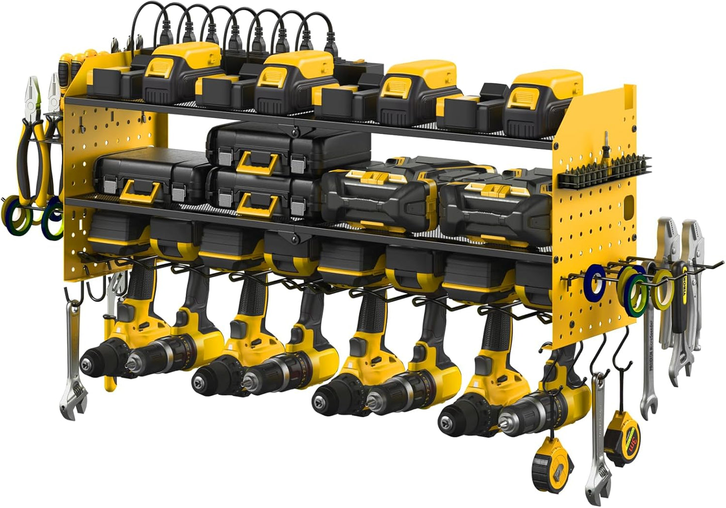 JUNNUJ Large Pegboard Power Tool Organizer with Charging Station