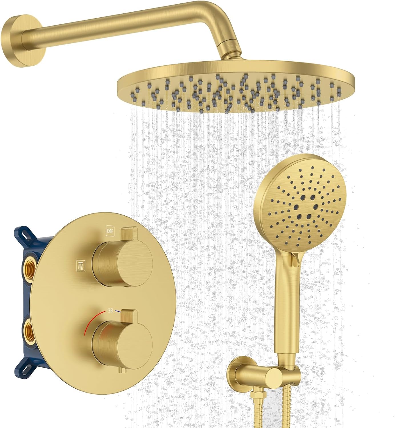 Iriber Thermostatic Shower System with 10 Inch Rainfall Head