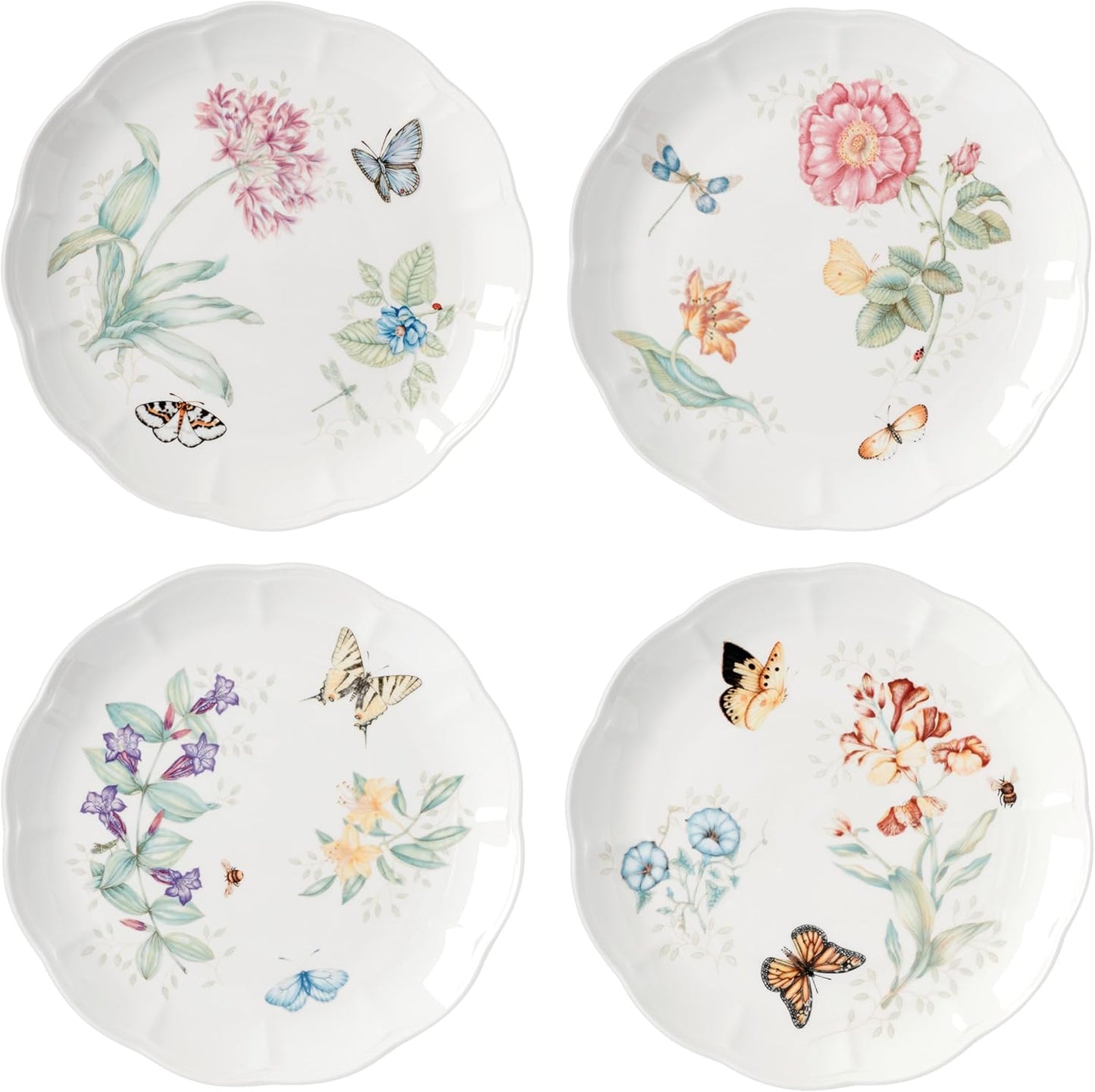 Lenox Butterfly Meadow 4-Piece Dinner Plate Set for Elegant Dining