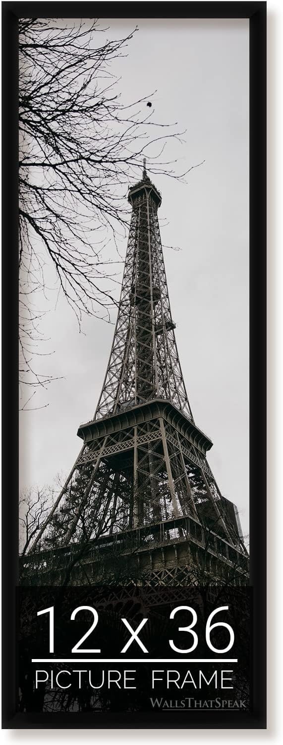 12x36 Black Panoramic Picture Frame for Posters and Photos