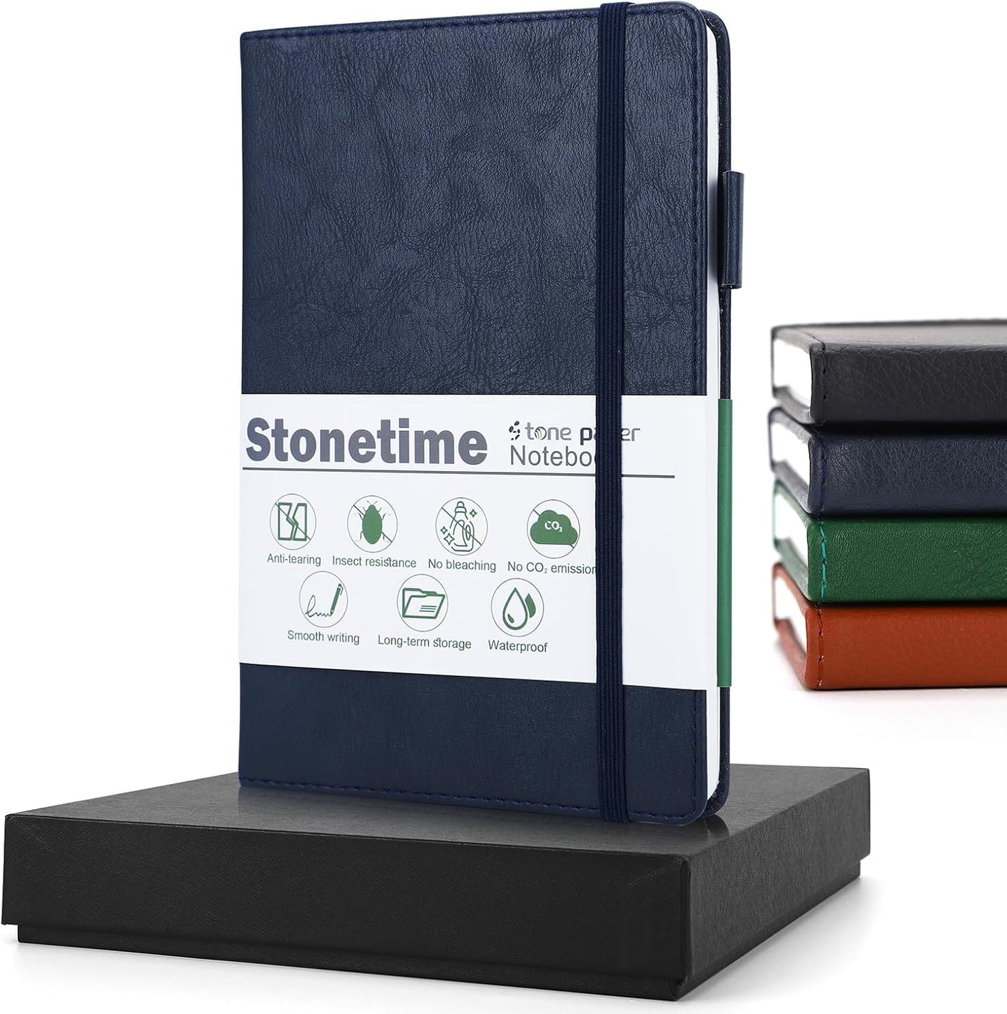 Stonetime: Waterproof Hardcover Notebook, 160 Pages, Blue