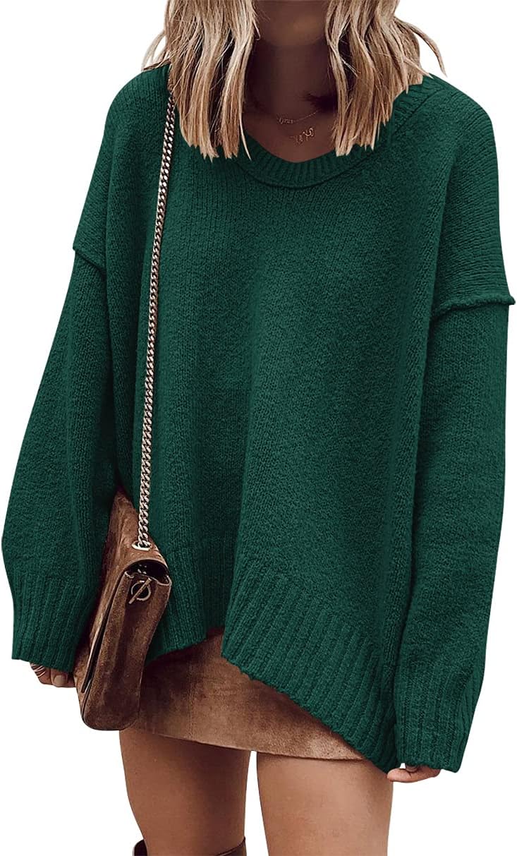 Oversized Casual Loose Slouchy V Neck Batwing Sweater for Women