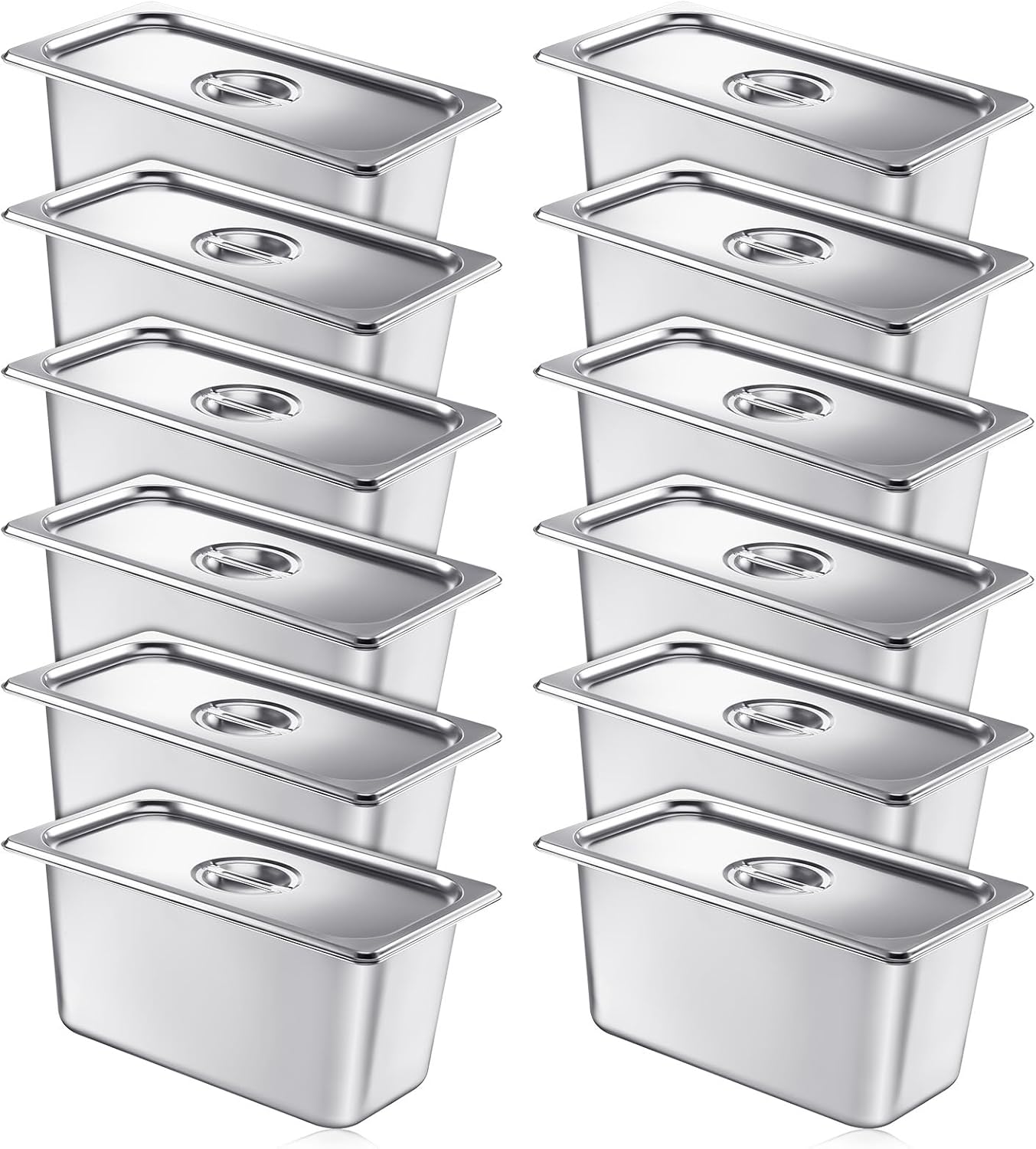 Mifoci 12 Pack Stainless Steel Steam Pans with Lids for Food