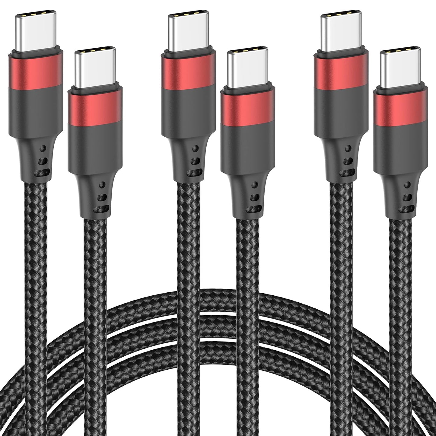 Fast Charge 3ft USB C Cable 3-Pack for iPhone Samsung iPad