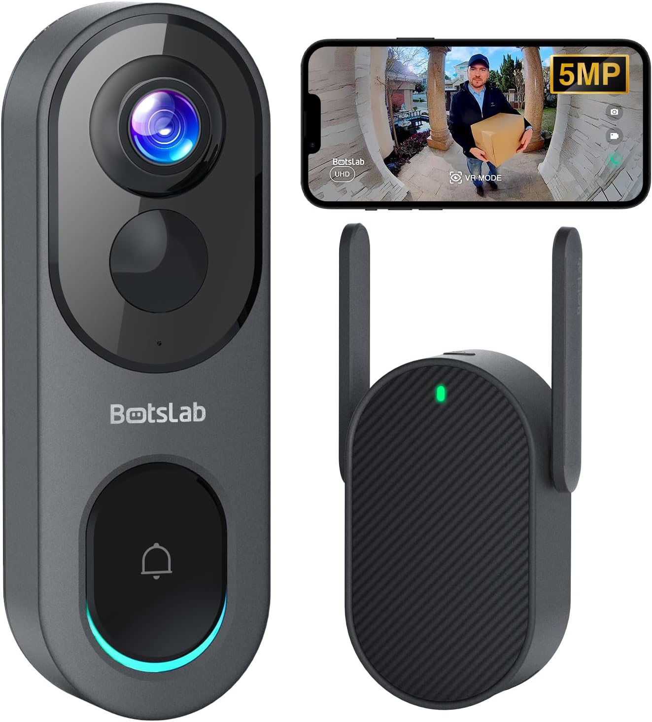 5MP Wireless Doorbell Camera - No Monthly Fee