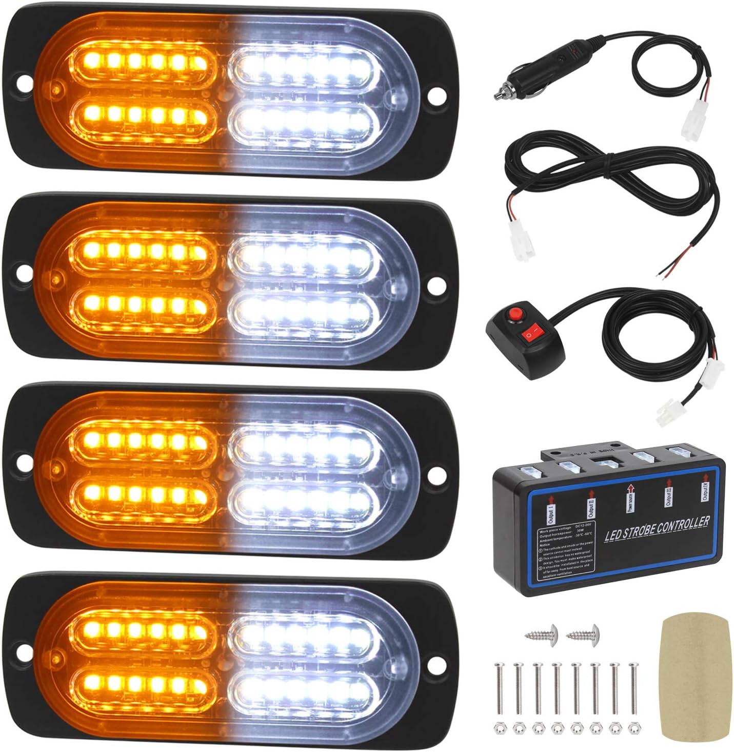 LINKITOM 4pcs Ultra Slim 24-LED Emergency Strobe Lights Review