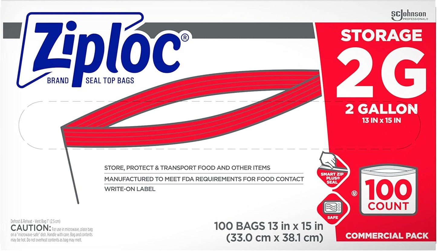 Ziploc Brand Food Storage 2 Gallon Bags for Professional Use