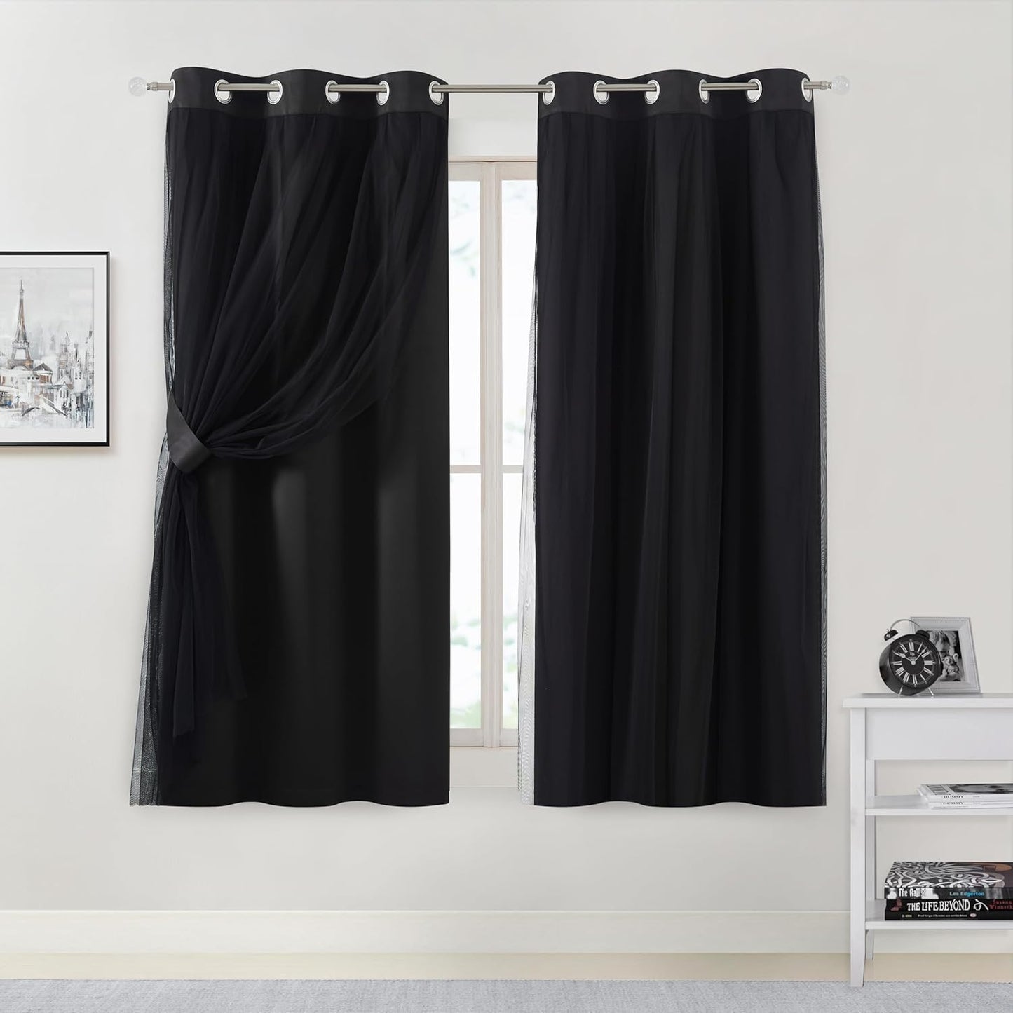 Bujasso Black Blackout Curtain Panels for Stylish Room Decor