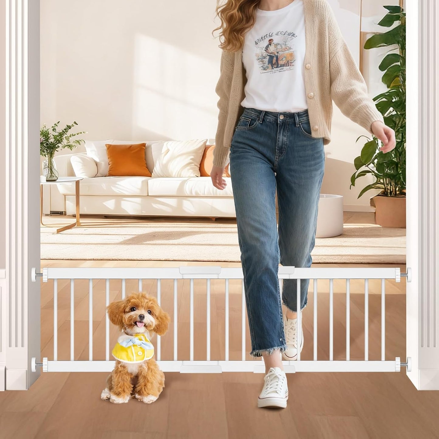 Short Dog Gate - 14 Inch Tall Adjustable Pet Safety Gate
