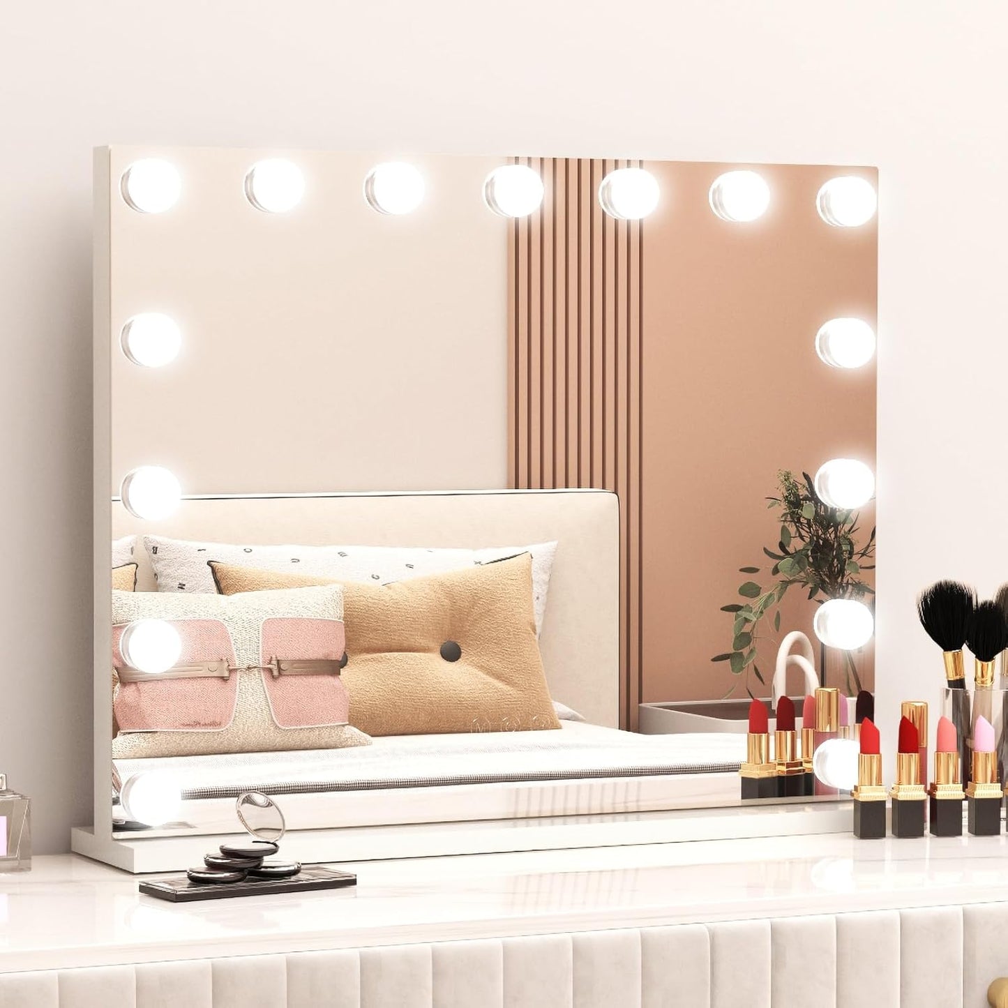Hollywood Lighted Makeup Mirror with 15 Dimmable LED Bulbs