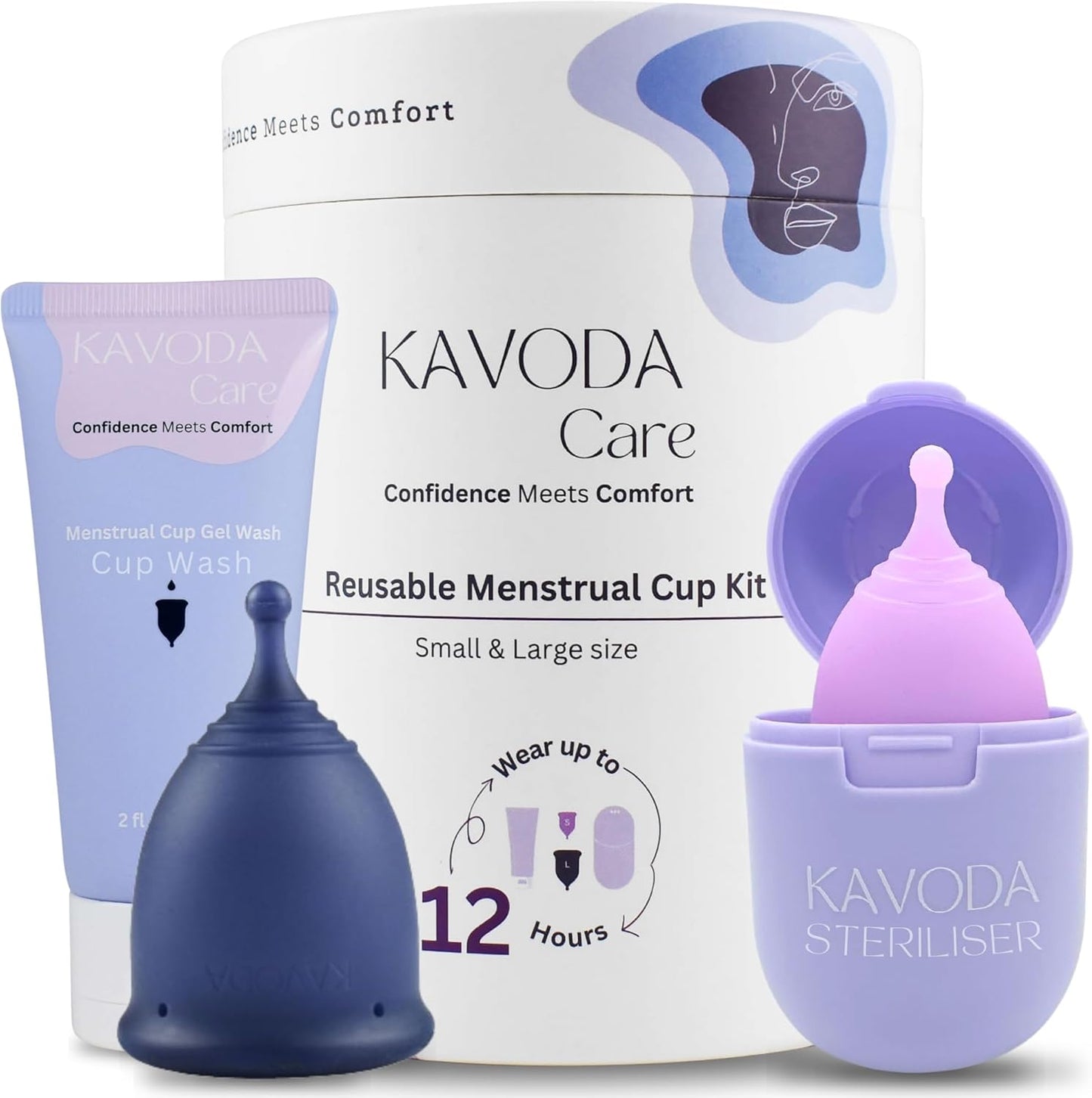 KAVODA Menstrual Cups: Reusable & Easy - Pack of 2