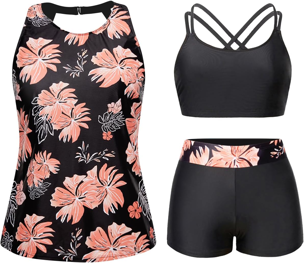Tempt Me 3 Piece Swimsuit for Women with High Neck Tankini