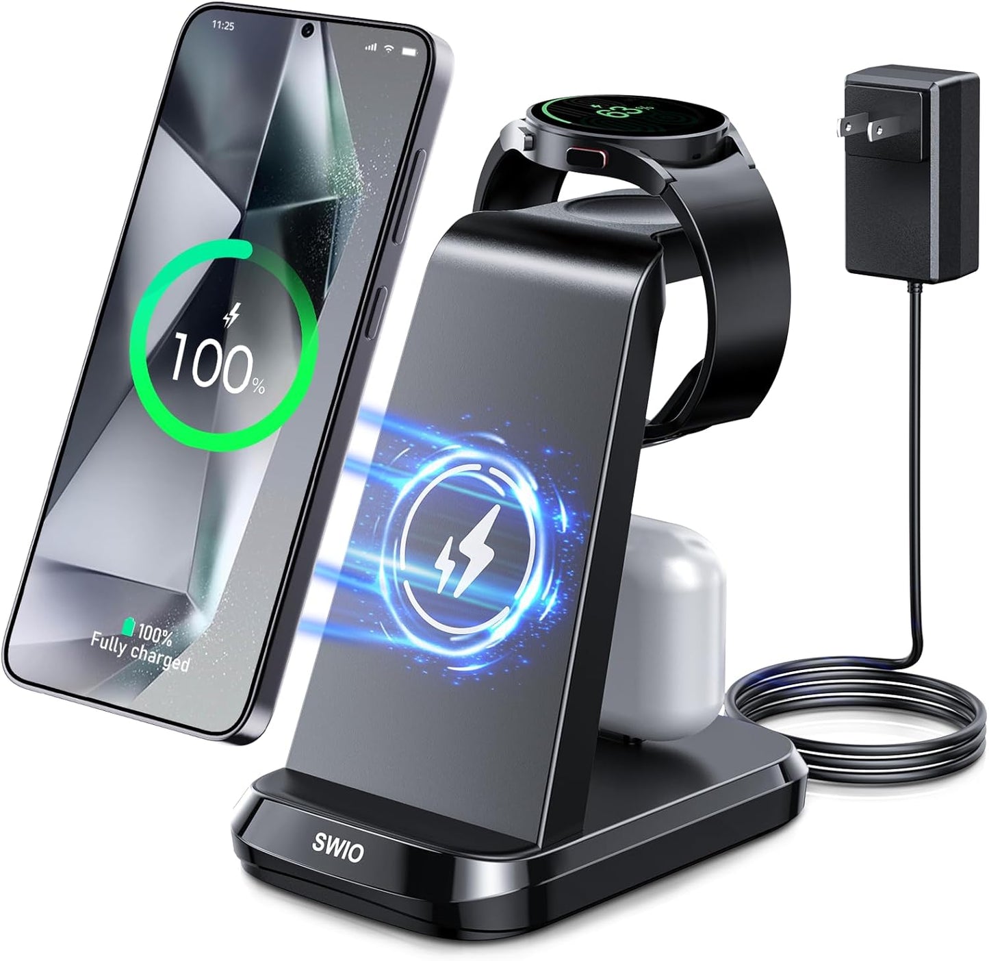 SWIO 3-in-1 Wireless Charging Station for Samsung - Fast Charging!