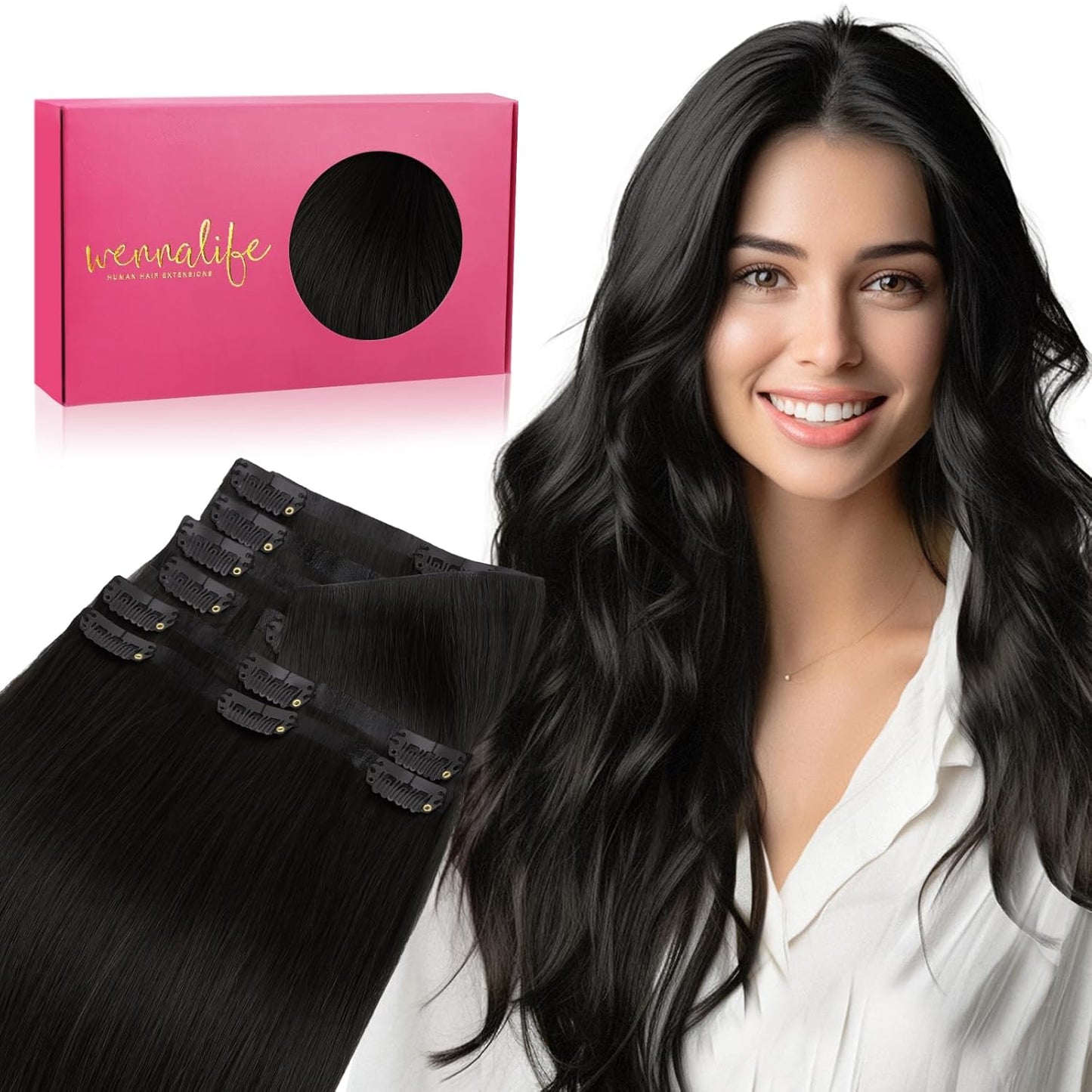 WENNALIFE Invisi Edge Clip in Hair Extensions for Natural Look
