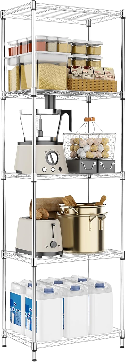 5 Tiers Metal Storage Shelves with Wheels for Any Space