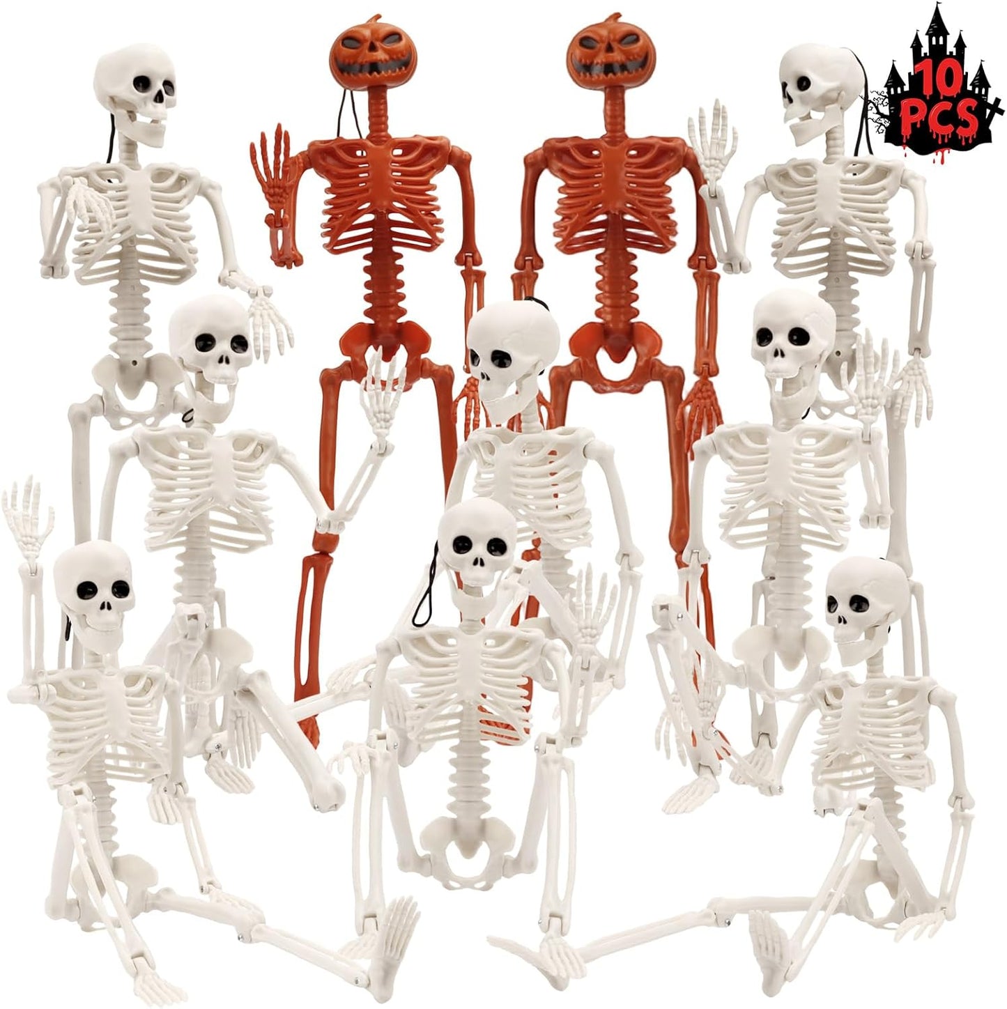 10 PCS Halloween Skeletons for Spooky Indoor and Outdoor Decor