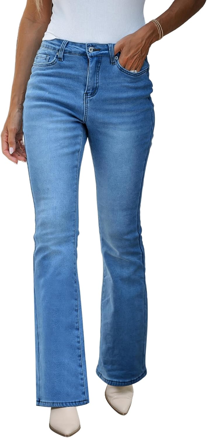 Bootcut Jeans for Women High Waist Stretchy Fleece Lined Pants
