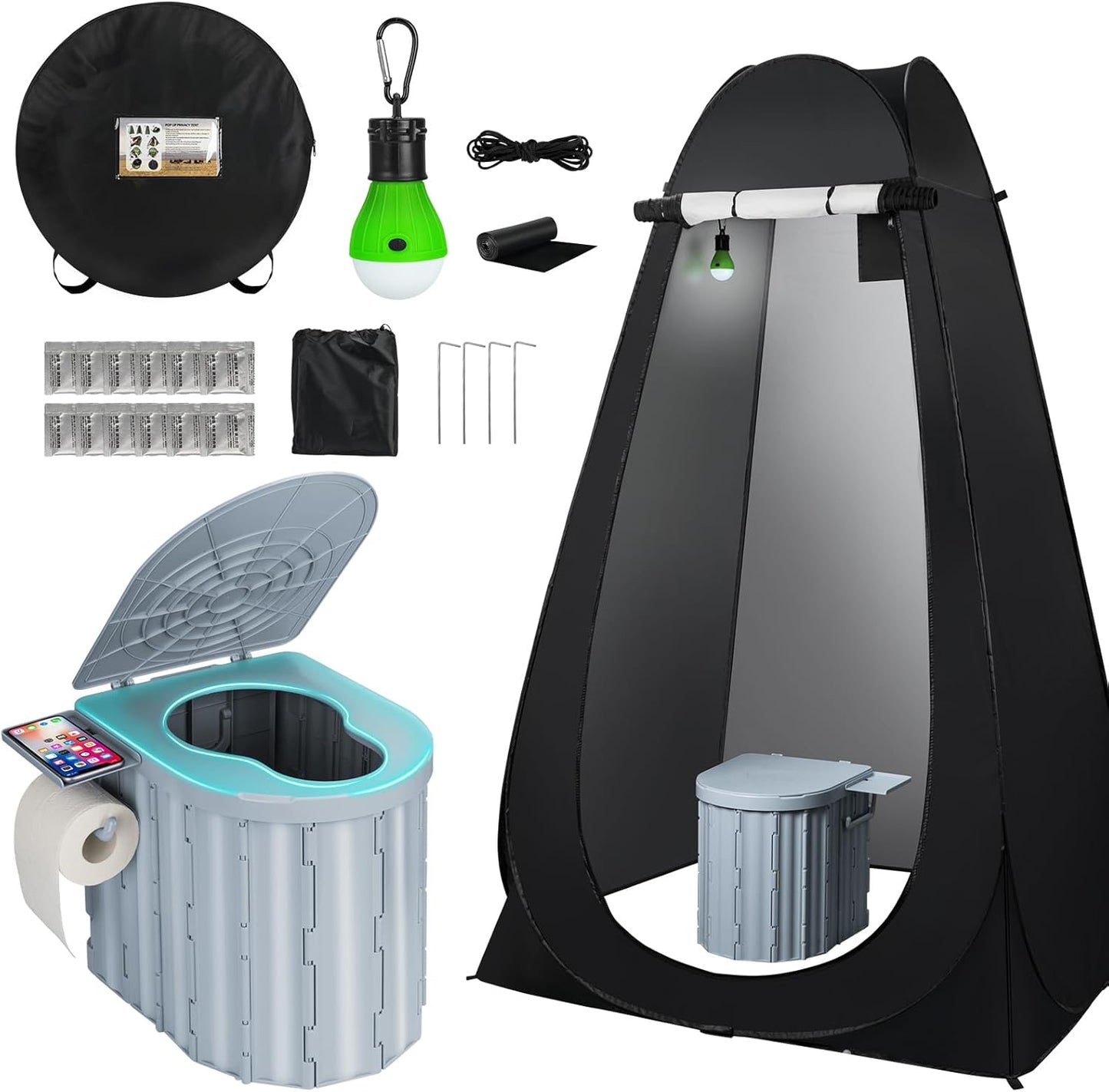 Thallike Portable Camping Toilet: Comfort & Privacy in 1!
