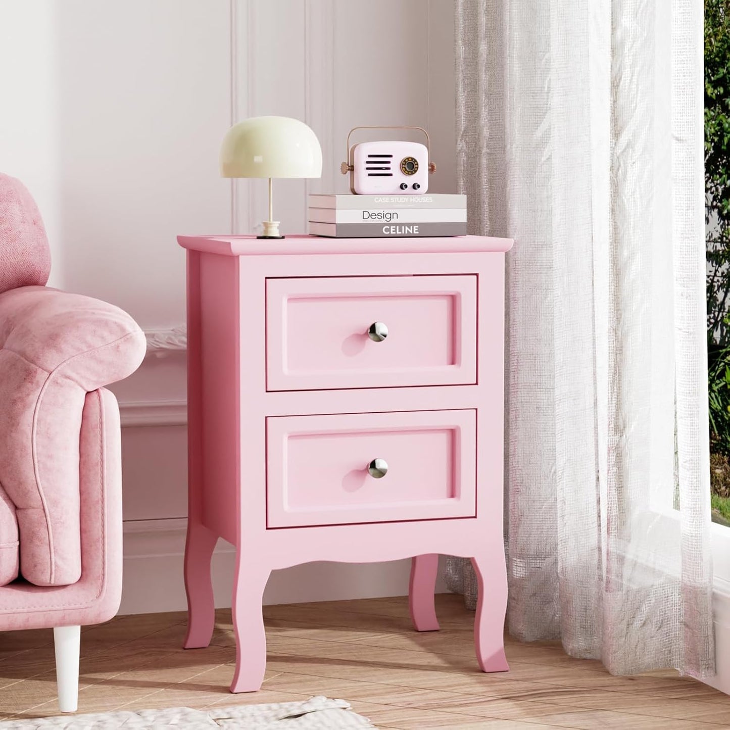Bonnlo Nightstand with 2 Drawers for Small Spaces and Kids Room