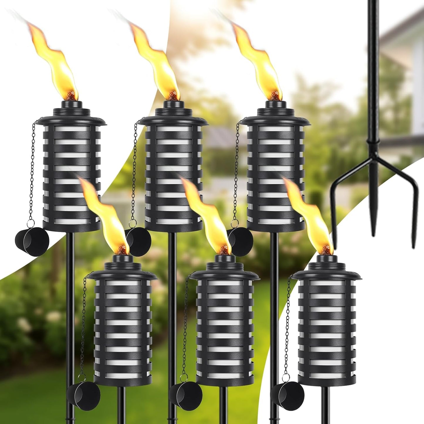 Citronella Torches for Outside Set of 6 - Elegant Garden Decor