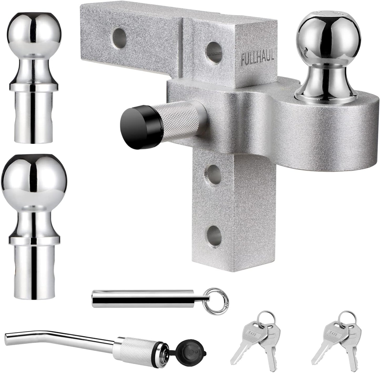 Adjustable Trailer Hitch Ball Mount with 6in Drop and Rise
