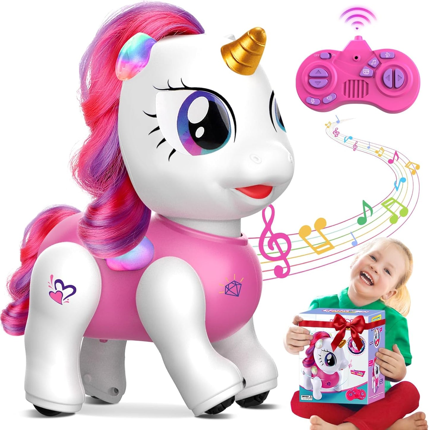 Remote Control Unicorn Robot: Interactive Pink Touch & Sing Toy - Ideal Gift for Girls 4-6
