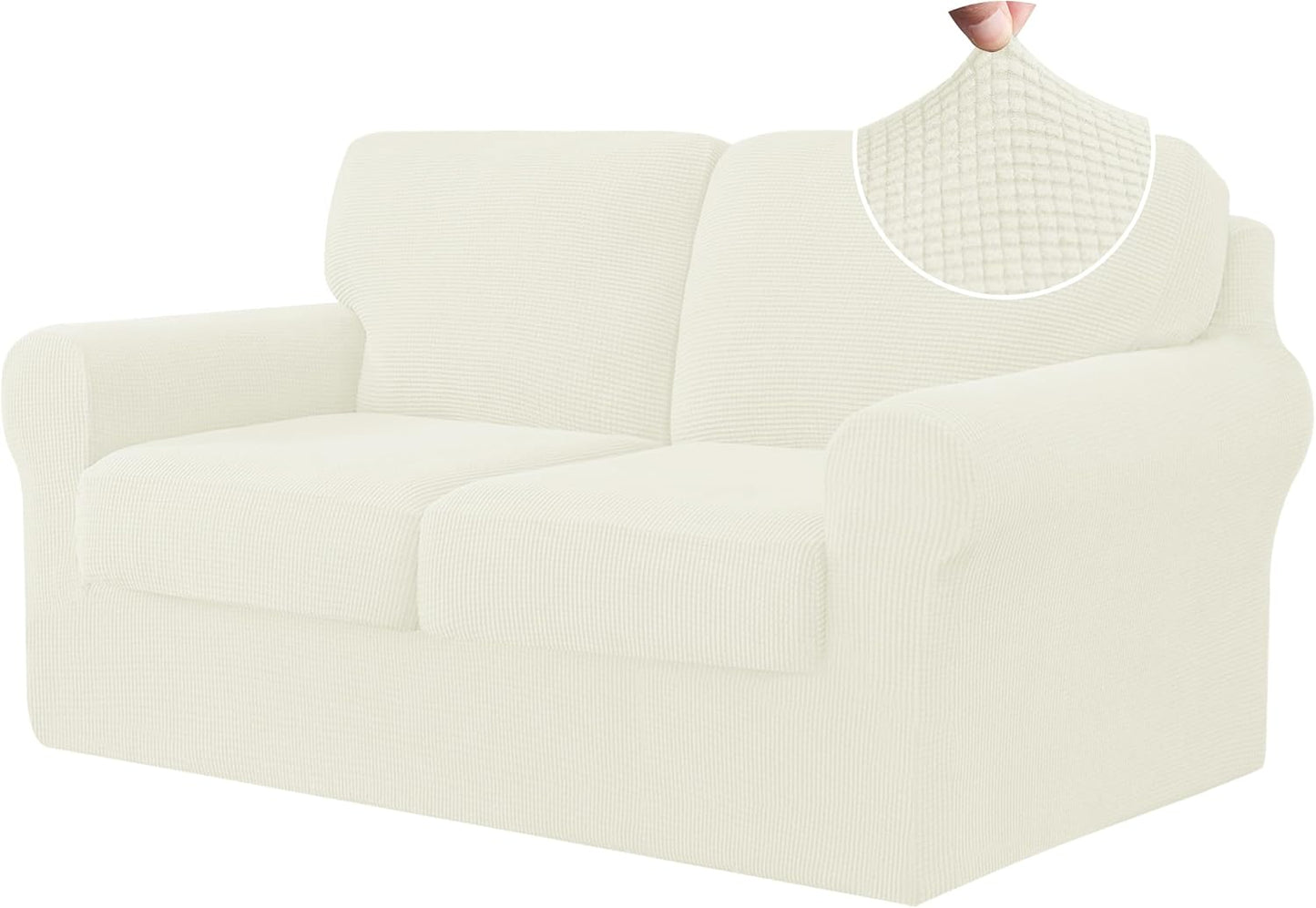 CHUN YI 5 Piece Loveseat Covers for 2 Cushion Couch Protection