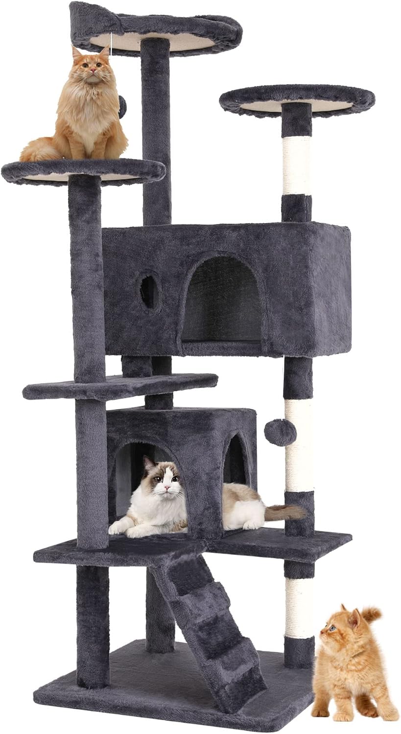 Multi-Level Cat Tree Tower with Scratching Posts and Toys