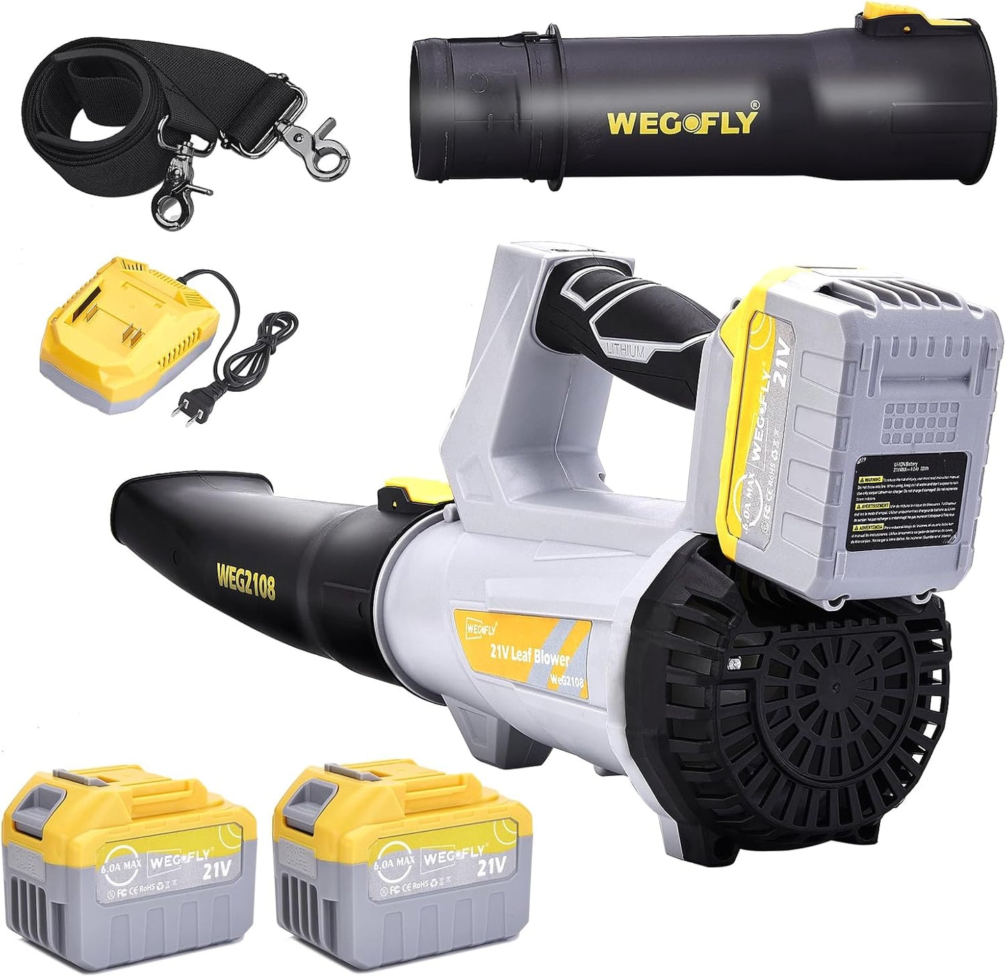 Cordless Leaf Blower with 2 x 21V Batteries for Lawn Care