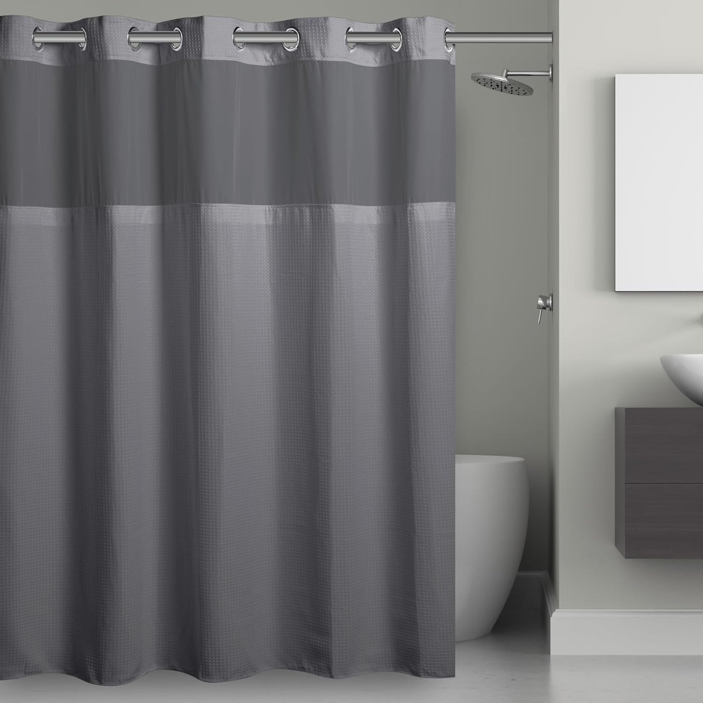 Hookless Its A Snap! Waffle Shower Curtain for Modern Bathrooms