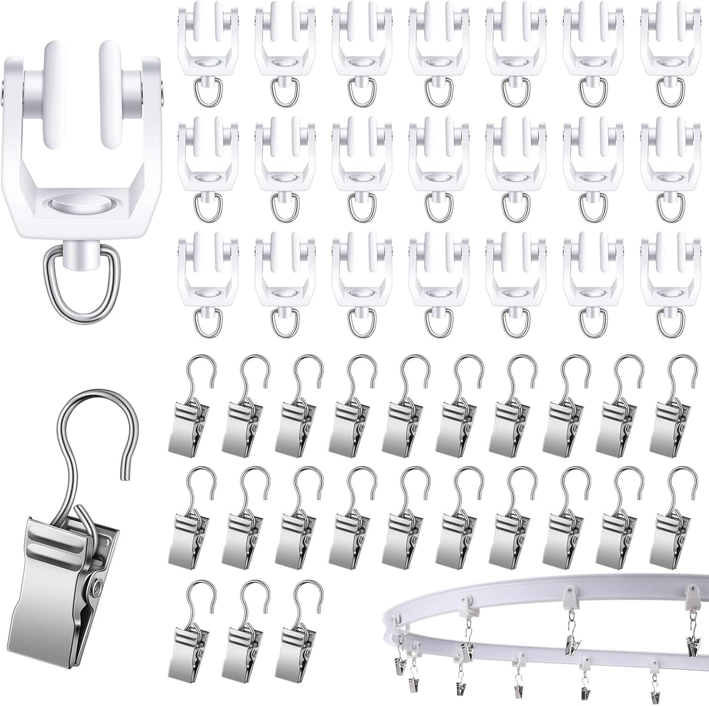 Sliding Curtain Hooks Set - Effortlessly Glide Your Curtains!